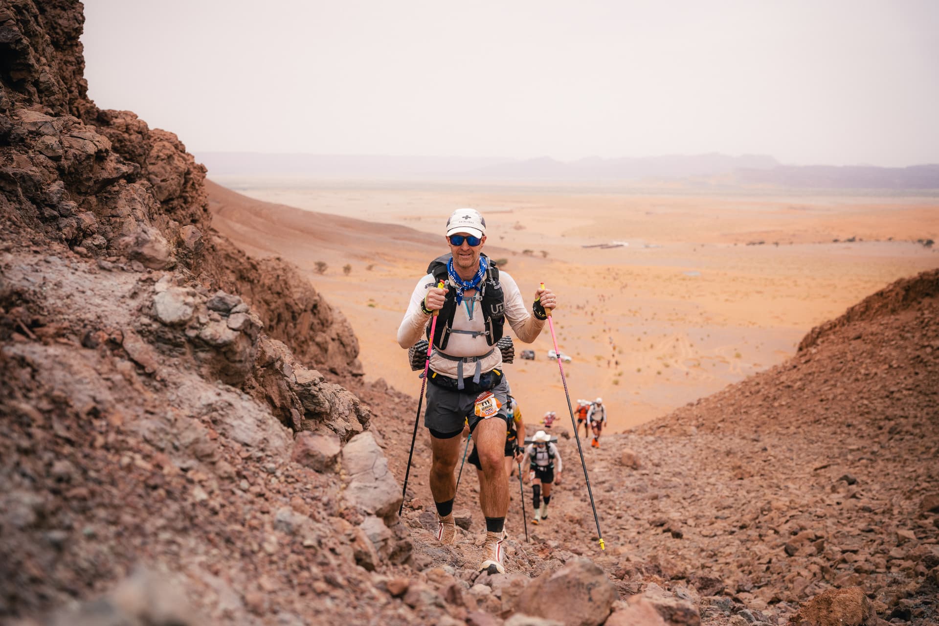 Derrick Tate running the Marathon des Sables across the Sahara